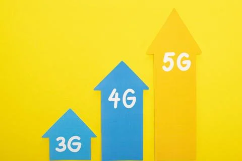 Top view arrows yellow background Stock Photos