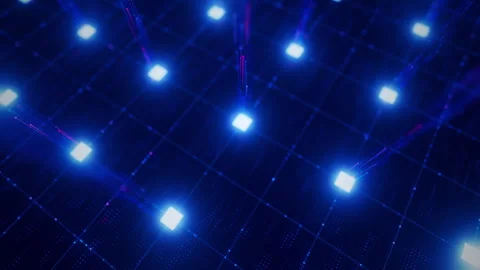 Top view on artificial intelligence microchip, central data processing unit on Stock Footage 330666038