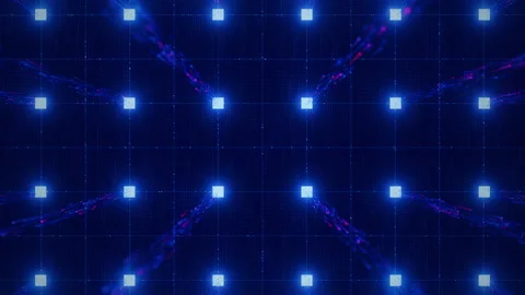 Top view on artificial intelligence microchip, central data processing unit on Stock Footage 331196390