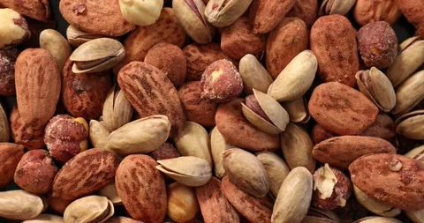 Top view of assorted nuts rotating 1 Stock Footage 148184647