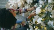 Top View Of Attractive Young African Woman Decorating Christmas Tree At Home Stock Photos