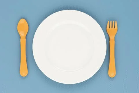 Top view baby tableware Stock Photos