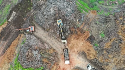Top view Backhoe DJI 0121 Stock Footage 121458917