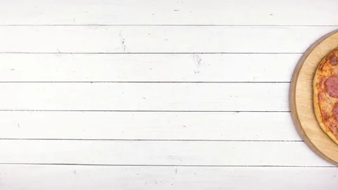 Top view of baking pepperoni pizza Stock Footage 81801258