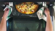 Top View Of Baking Pizza In The Oven, View From Above Of The Oven Stock Footage