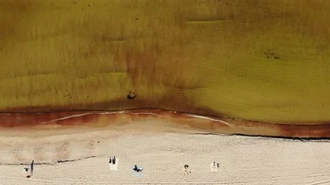 Top view baltic sea beach with tourist Vídeos de archivo 157891081