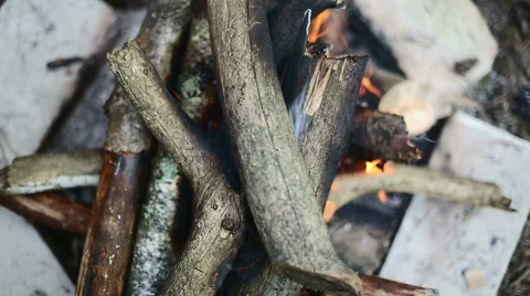 Top view of a barbecue fire burning outdoors Stock Footage 49847872