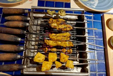 Top view of barbecue starters and appetizers Stock Photos