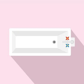 Top view of bathtube icon, flat style Stock Illustration
