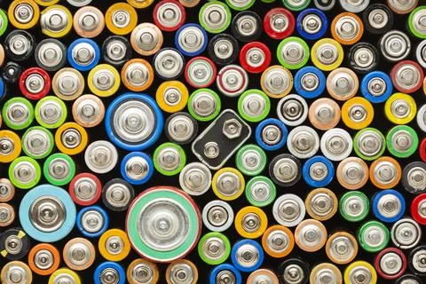 Top view battery pollution waste Foto stock