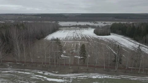 A top view of the battle site of Napoleon's army on the Berezina River Stock-Footage 174916796
