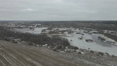 A top view of the battle site of Napoleon's army on the Berezina River Vídeo Stock 189519609
