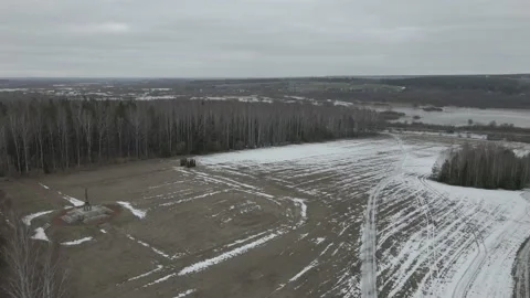 A top view of the battle site of Napoleon's army on the Berezina River 스톡 동영상 201508519
