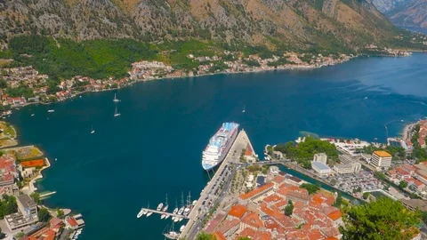 Top view of the Bay of Kotor and the old town. Europe. Montenegro Stock Footage 88997859