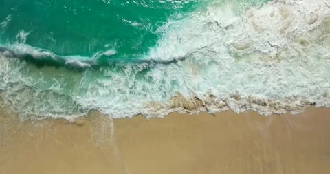 Top view beach aerial view with blue waves from drone camera high quality Stock Footage 277240012