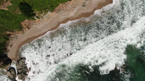 Top view of the beach and waves. Sea of Japan. Primorsky krai, Russia. Stock Footage 314930155