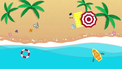 Top view beach background aerial view of summer.. Vector illustration. Stock Footage 150178123