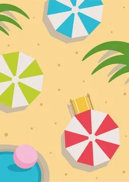 Top view beach background. Bright trendy design for summer season, vacation Stock Illustration