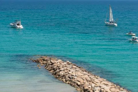 Top view on beach of Cabo Roig and coastline of Dehesa de Campoamor. Province Stock Photos