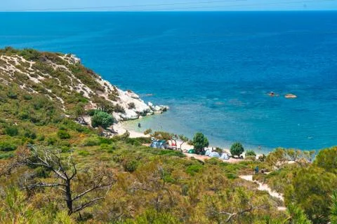 Top View Beach Coastline in Phocaea Stock Photos