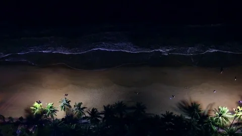 Top view of the beach at night. Stock Footage 74758819