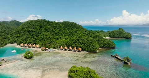 Top view of Beach Resort in Sohoton cove. Stock Footage 342512074