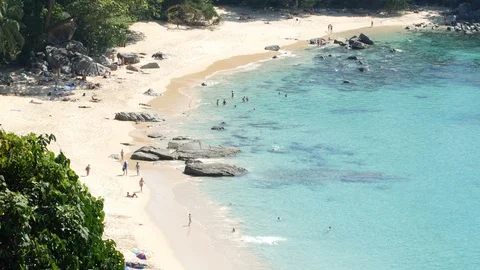 Top view of the beach in Thailand Stock Footage 123123437