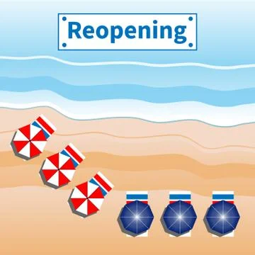 Top view beach with waves and beach accessories Illustrazione stock