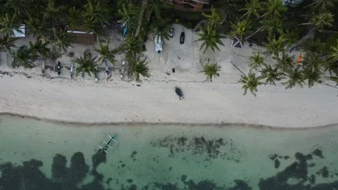 Top view of the beach with white sand and crystal clear and clear waters. Aerial Stock Footage 233228483