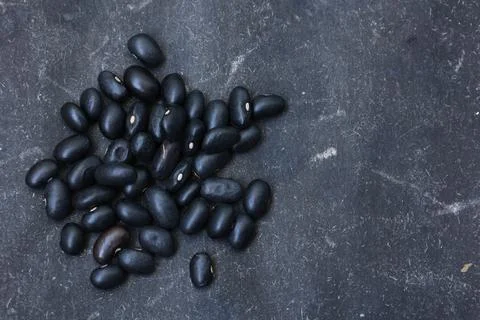 Top view of a bean on black background Fotos de archivo