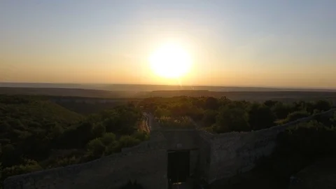 Top view of the beautiful ancient gate. the middle ages. sunset Stock Footage 125299538