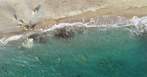 Top view of beautiful beach. Aerial drone footage Stock Footage
