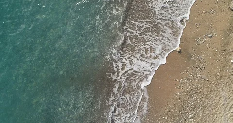 Top view of beautiful beach. Aerial drone footage of turquoise sea water Stock Footage