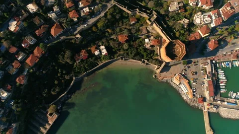 Top view of the beautiful charming town Alanya in Antalya Province in Turkey Stock Footage 205940831