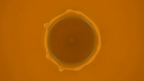 Top view, beautiful crown splash of orange juice Stock Footage 87570791