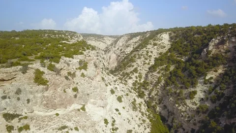 Top view of beautiful mountain gorge on sunny summer day Stock Footage 98988136