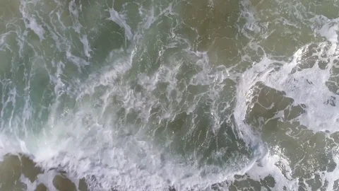 Top view on the beautiful sandy beach from copter. 4K video Stock Footage 80207771