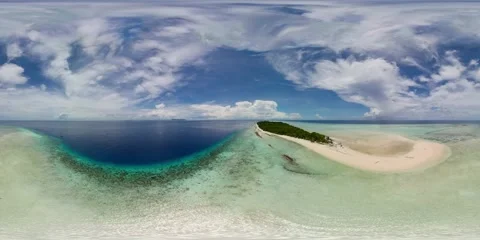 Top view of a beautiful sandy beach. 360-Degree view. Stock Footage 229677344