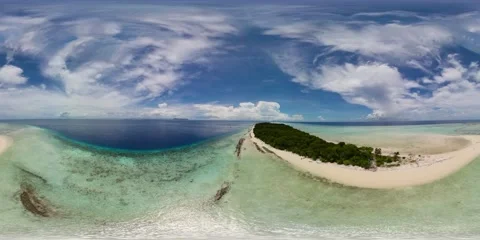 Top view of a beautiful sandy beach. Virtual Reality 360. Stock Footage 232497514