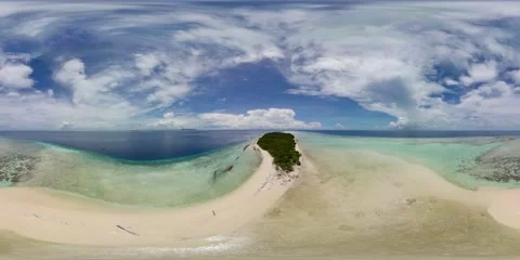 Top view of a beautiful sandy beach. VR 360. Stock Footage 234962755