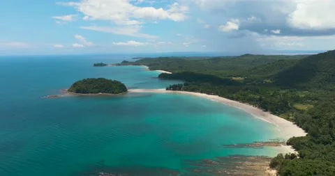 Top view of a beautiful sandy beach. Borneo, Malaysia. Stock Footage 236635500