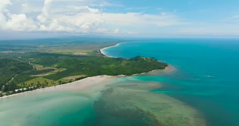 Top view of a beautiful sandy beach. Borneo, Malaysia. Stock Footage 241678939