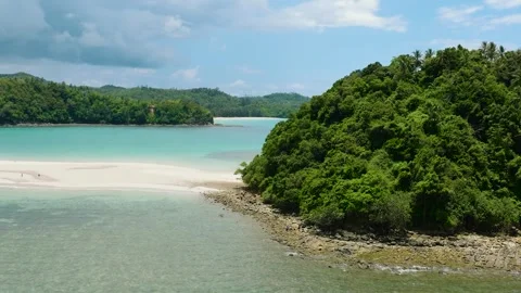 Top view of a beautiful sandy beach. Borneo, Malaysia. Stock Footage 241735756