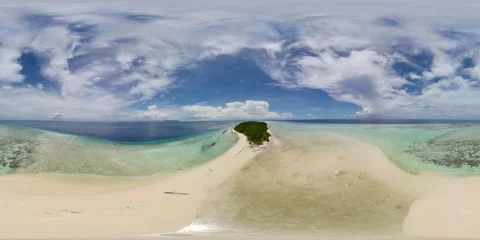 Top view of a beautiful sandy beach. Virtual Reality 360. Stock Footage 308268270