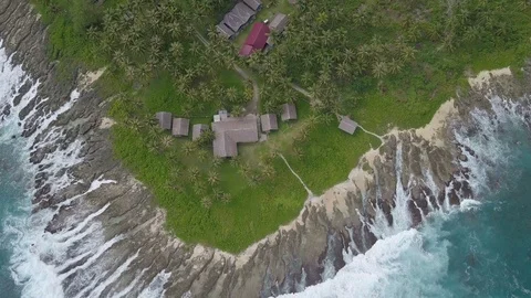 Top view of beautiful seashore rocks in the green island Stock Footage 113663476
