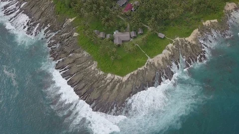 Top view of beautiful seashore rocks in the green island Video stock 113665684
