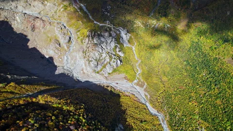 Top View Of Beautiful Valley Between Mountains, Aerial Shot With Beautiful Stock Footage 254407097