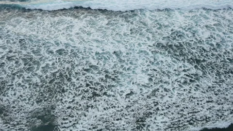 Top view on beautiful waves of Indian Ocean on sunset, Bali - 4K, Wide shot Stock Footage 182014279