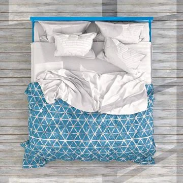 Top view of bed room interior. Empty interior and bed.Sunlight through the... Stock Photos