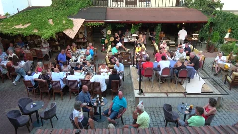 Top view on the Bedesten Square and restaurants Stock Footage 140637971